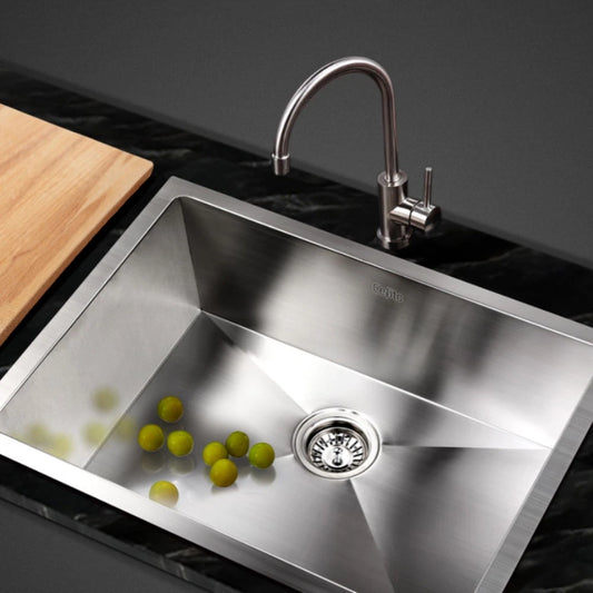 Kitchen Sink 60X45CM Stainless Steel Basin Single Bowl Silver