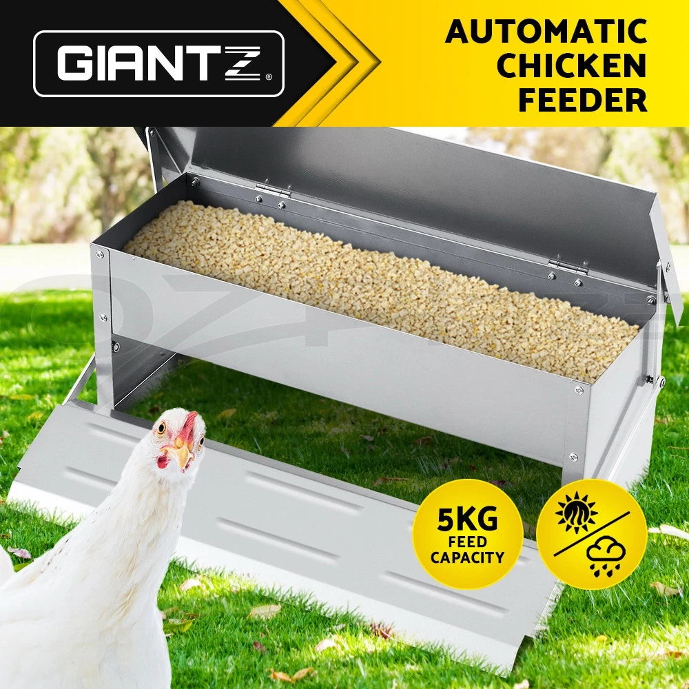 Automatic Chicken Feeder Auto Coop Chick Poultry Treadle Self Opening