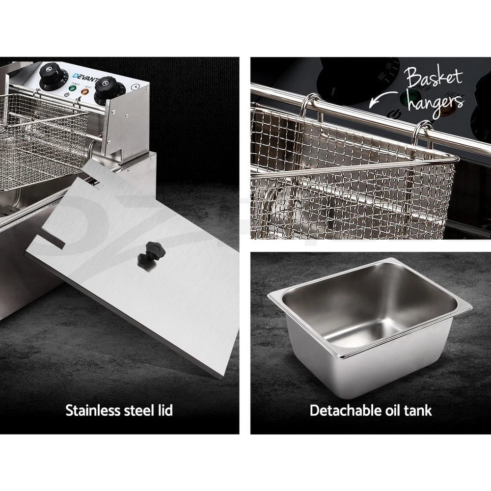Electric Commercial Deep Fryer Twin Frying Basket Chip Cooker Kitchen