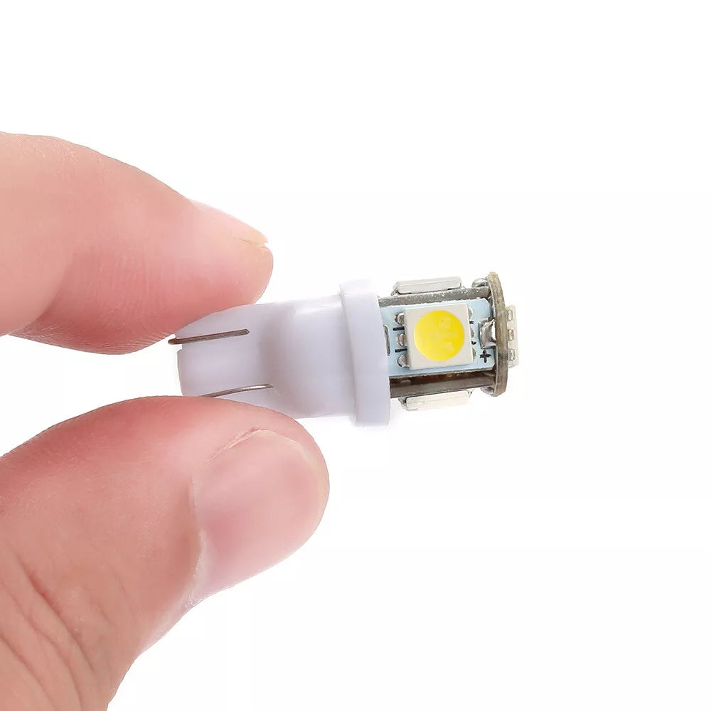 10 x White T10 194 168 SMD 5050 LED Car Wedge Tail Side Parking Light Globe 12V