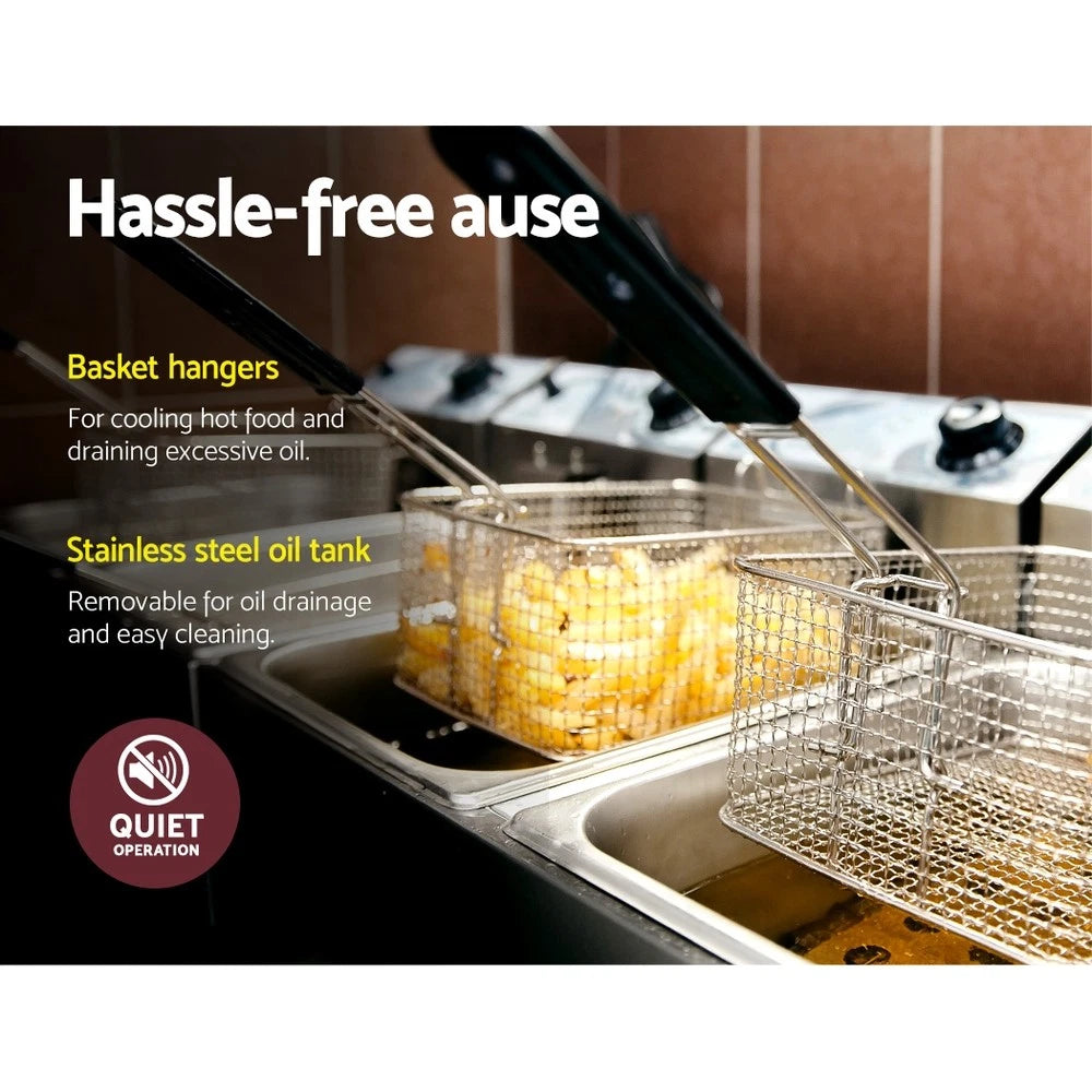Electric Commercial Deep Fryer Twin Frying Basket Chip Cooker Kitchen