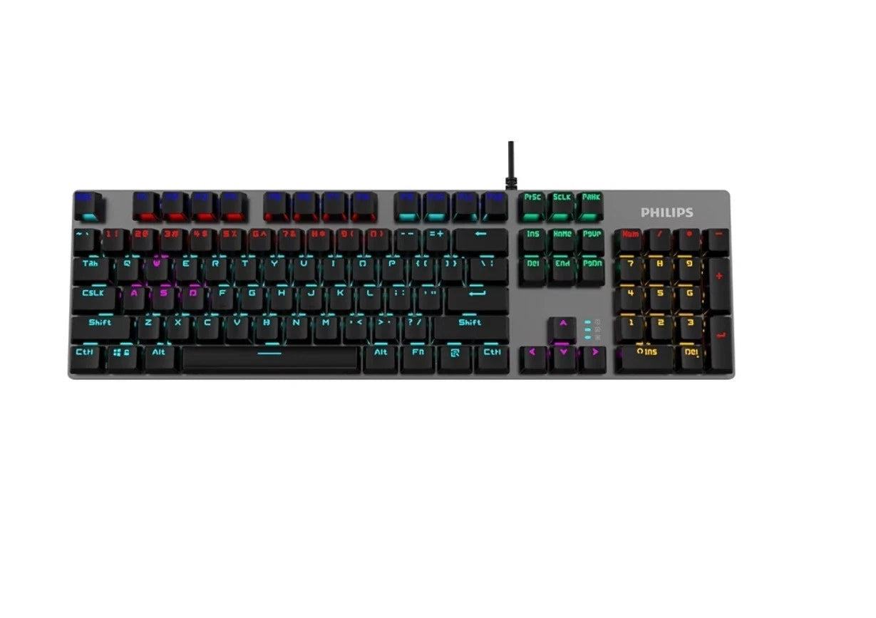 Philips Momentum USB Wired Mechanical Gaming Keyboard w/ Rainbow Backlight