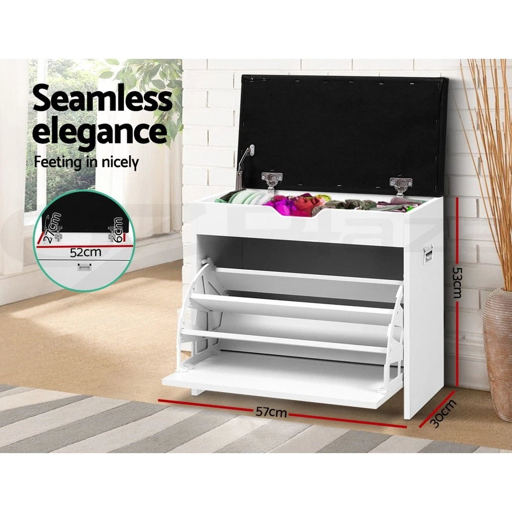 Shoe Rack Storage Cabinet Bench Organiser Storage Cupboard 3-tier White