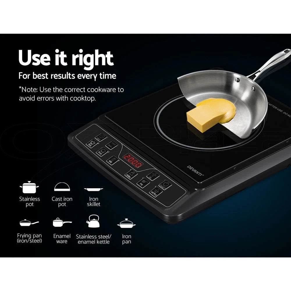 Induction Cooktop 30cm Electric Stove Ceramic Portable Kitchen Cooker