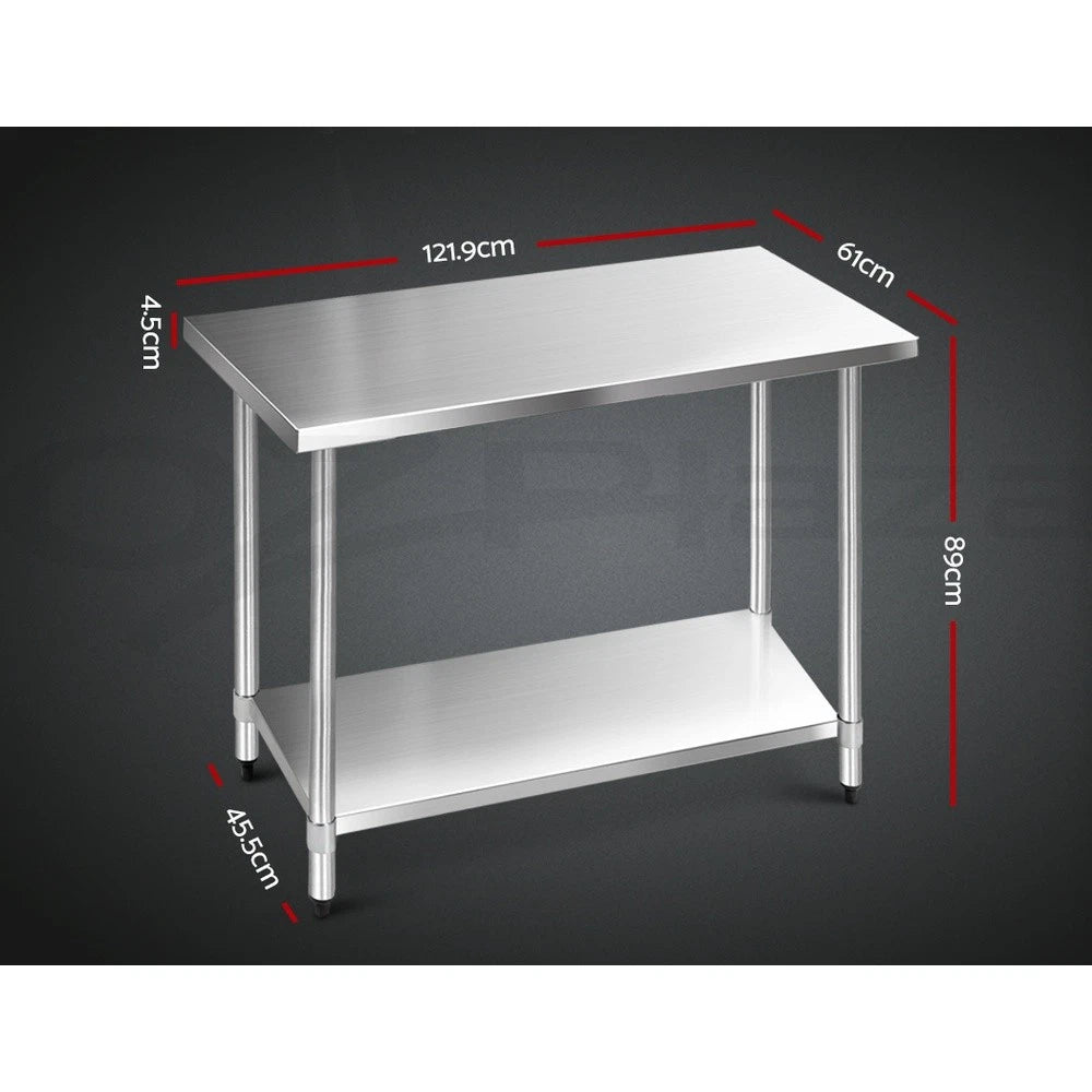 Stainless Steel Kitchen Benches Work Bench Food Prep Table 1219x610mm 304