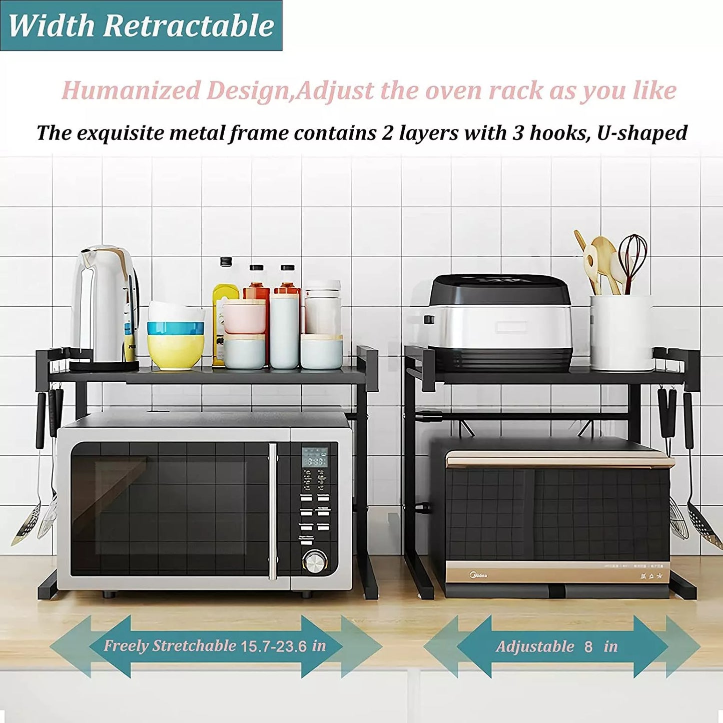 Kitchen Microwave Oven Metal Shelf Rack Adjustable Stand Organizer Storage AU