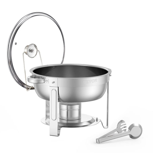 Round Chafing Dish Buffet Set Full-Size Pan Stainless Steel