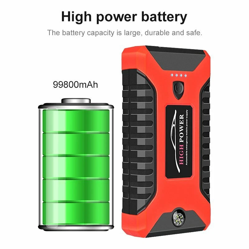 99800mAh Car Jump Starter Power Bank Pack Vehicle Battery Charger Engine Booster