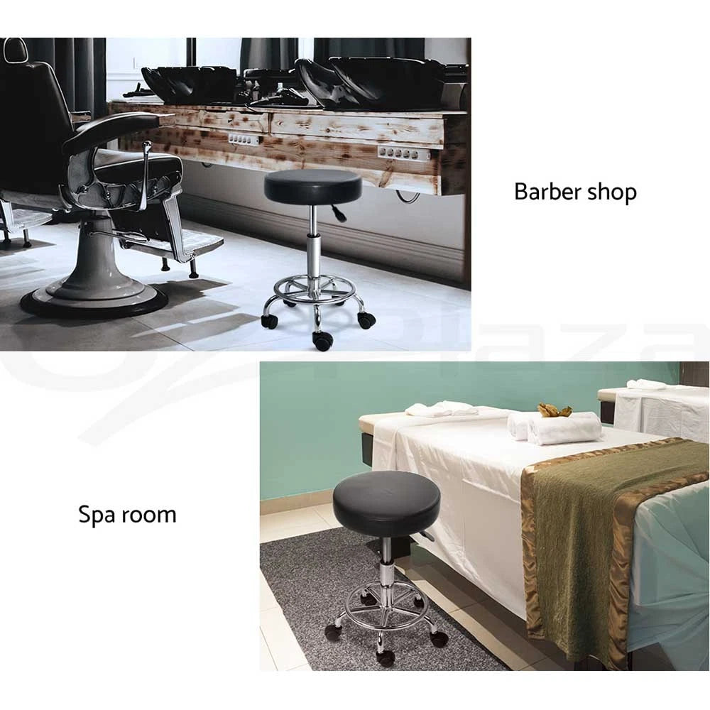 Round Salon Stool Swivel Barber Hair Dress Chair Hydraulic Lift PU Black