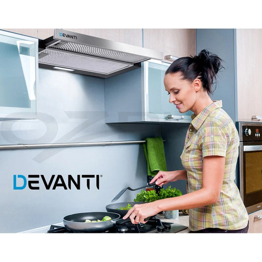 600mm Range Hood 60cm Slide out Rangehood Kitchen Canopy Stainless Steel