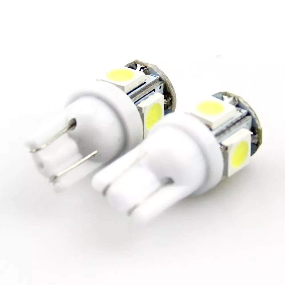 10 x White T10 194 168 SMD 5050 LED Car Wedge Tail Side Parking Light Globe 12V