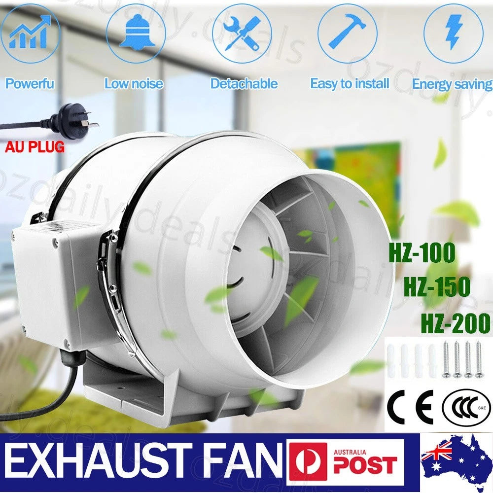 8" Extractor Fan Duct Hydroponic Inline Exhaust Vent Industrial+Remote New