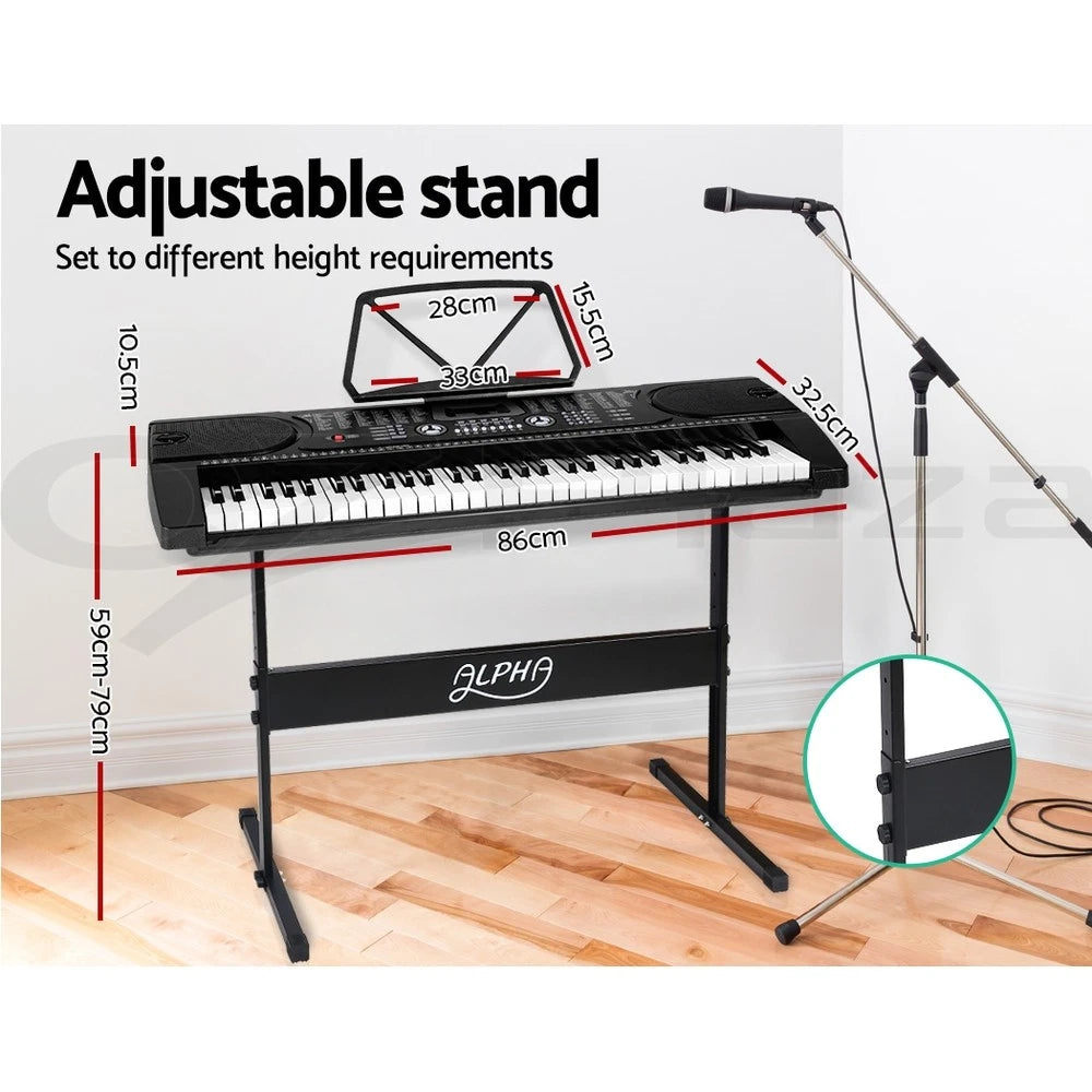 Alpha 61 Keys Digital Piano Keyboard Electronic Electric Keyboards Black