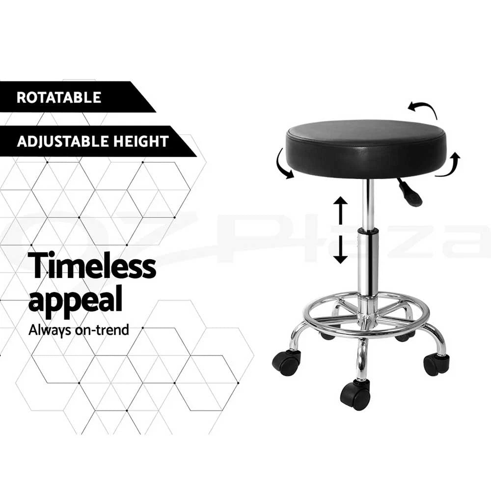 Round Salon Stool Swivel Barber Hair Dress Chair Hydraulic Lift PU Black