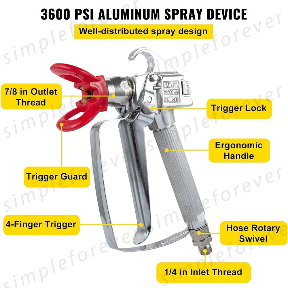 Airless Paint Sprayer Spray Gun With Tip 15M Hose 20cm Extension Shaft Universal