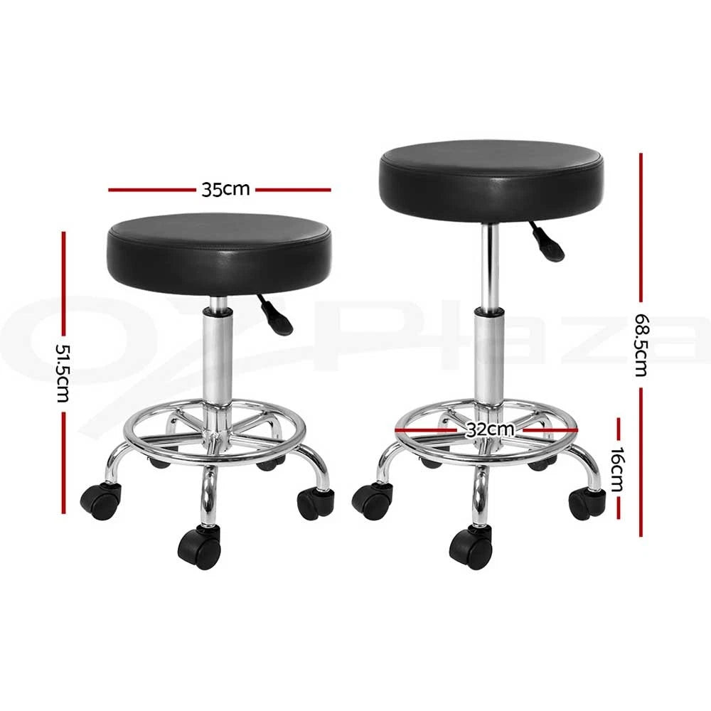 Round Salon Stool Swivel Barber Hair Dress Chair Hydraulic Lift PU Black