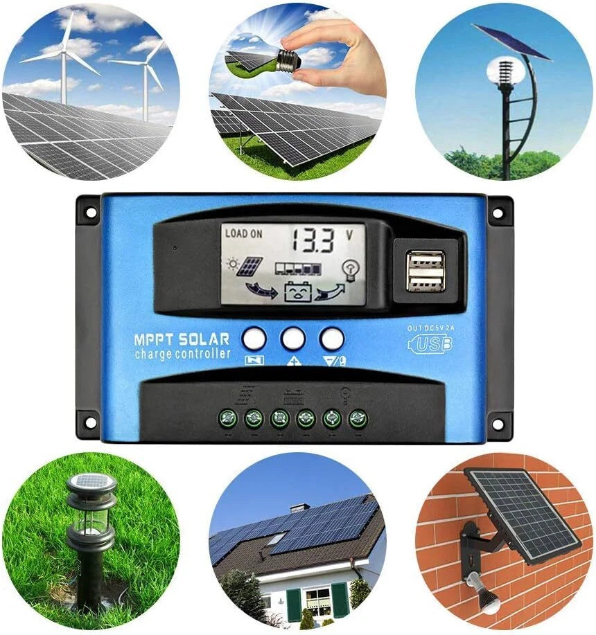 100A MPPT Solar Panel Regulator Charge Controller 12V/24V Auto Focus Tracking