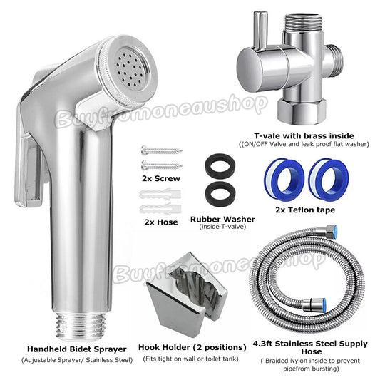 Bidet Douche Toilet Sprayer Shattaf Shower Head Hose Spray Kit Handheld Bathroom