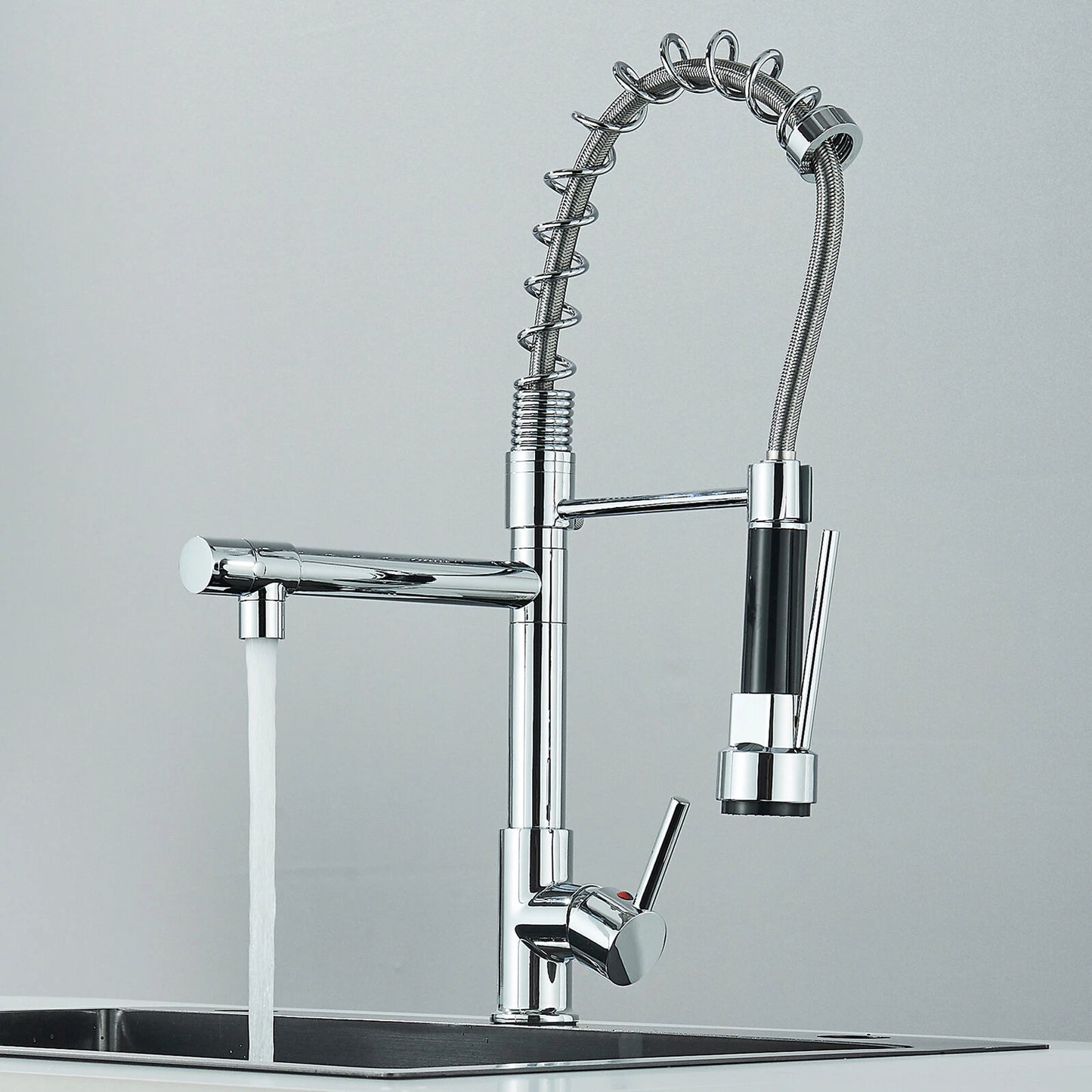 Kitchen Mixer Taps 360° Swivel Pull Out Spout Spray Sink Faucet Brass