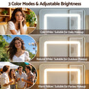 📦Dressing Table LED Vanity Desk Set Stool Charging Station Mirror Wood