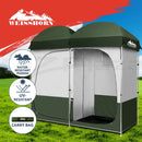 Double Camping Shower Toilet Tent Outdoor Portable Change Room Green