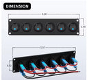 ✅Pre Wired 6 Gang Switch Panel LED Rocker Switch 12V 20A Panel Car Truck Marine