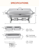 2 Packs 4.5L Stainless Steel Chafing Dishs Bain Marie Buffet Food Warmer