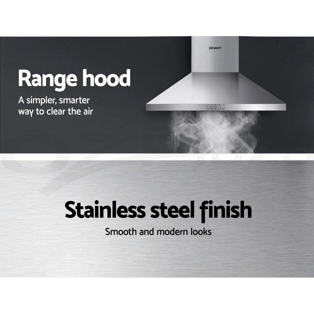 600mm Range Hood 60cm Rangehood Kitchen Canopy LED Light Stainless Steel
