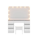 ✅Dressing Table Vanity Desk Set Stool 12 Led Bulbs White