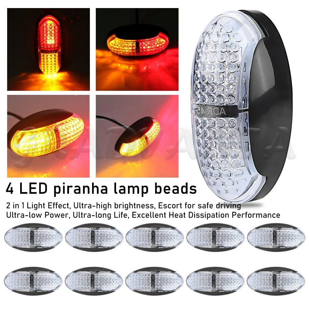 10X Red Amber LED Clearance Lights Side Marker Lamp Trailer Truck Caravan Lorry