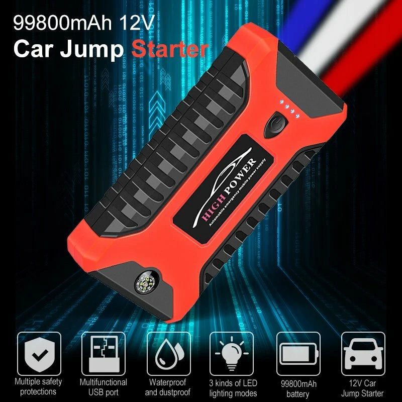 99800mAh Car Jump Starter Power Bank Pack Vehicle Battery Charger Engine Booster