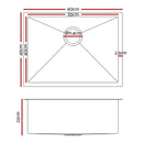 ✅Kitchen Sink 60X45CM Stainless Steel Basin Single Bowl Silver