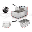 Commercial Electric Deep Fryer 10L Basket Chip Cooker Stainless Steel