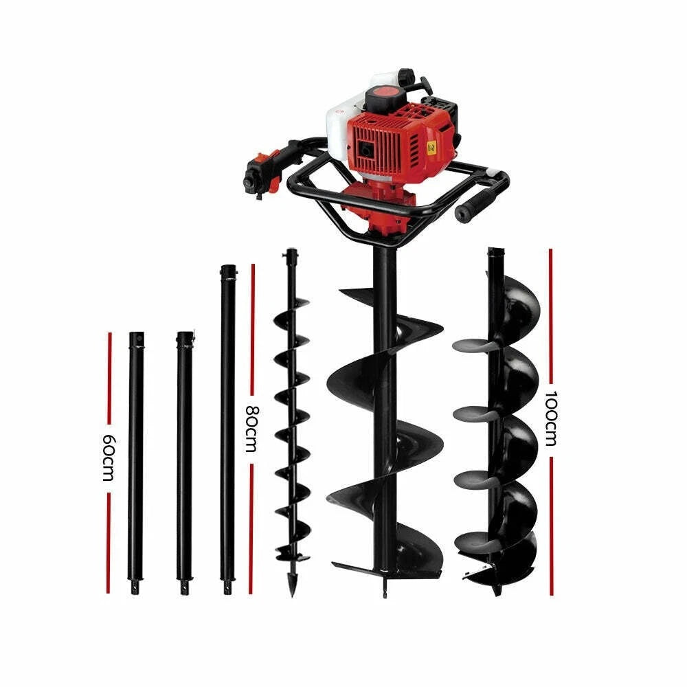 Post Hole Digger 92CC Petrol Motor Drill Borer Fence Extension Auger Bits