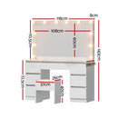 ✅Dressing Table Vanity Desk Set Stool 12 Led Bulbs White