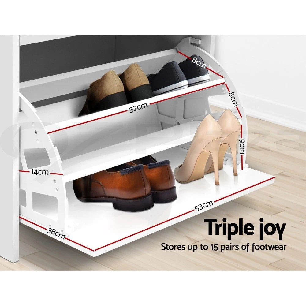Shoe Rack Storage Cabinet Bench Organiser Storage Cupboard 3-tier White