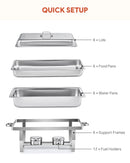 ✅6-Pack Chafer Chafing Dish 9L Stainless Bain Marie Buffet Food Warmer