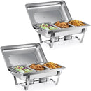 2 Packs 3Lx3 Stainless Steel Chafing Dishs Bain Marie Buffet Food Warmer