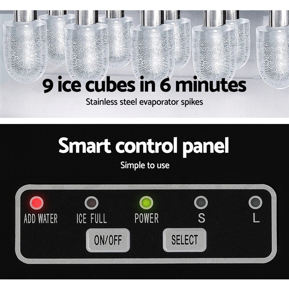 Portable Ice Maker Machine Ice Cube Tray 12kg Bar Countertop Black
