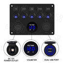 ✅5 Gang 12V Switch Panel LED Rocker USB ON-OFF Toggle For Car Boat Marine Caravan
