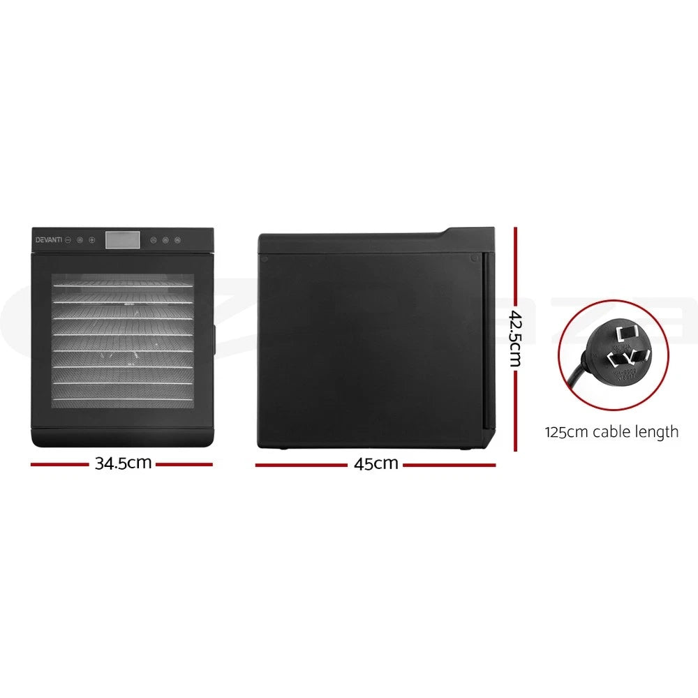 10 Trays Food Dehydrator Stainless Steel Fruit Dehydrators Jerky Dryer