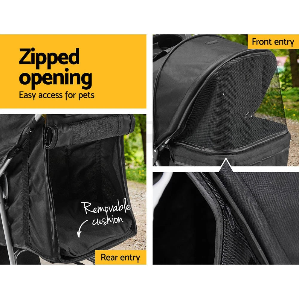 Pet Stroller Pram Dog Cat Carrier Cage Travel Pushchair Foldable 4 Wheels