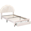 📦King Single Bed Frame with Storage Drawer LED Headboard Velvet Platform