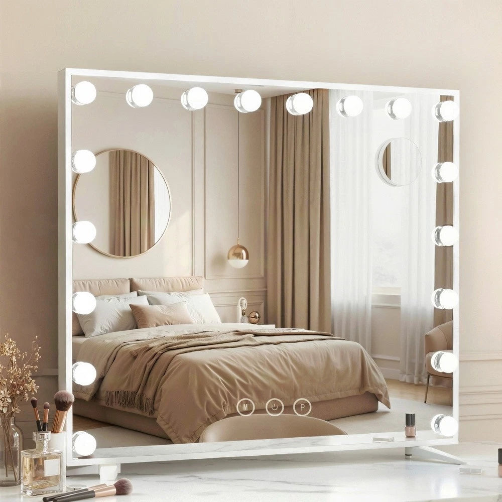 Makeup Mirror 80x65cm Hollywood Vanity Mirrors w/ LED Light White Frame