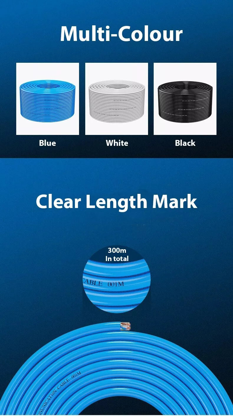 White 305m Premium Cat6 RJ45 Ethernet LAN Network Cable Multi colors - CHEAPEST
