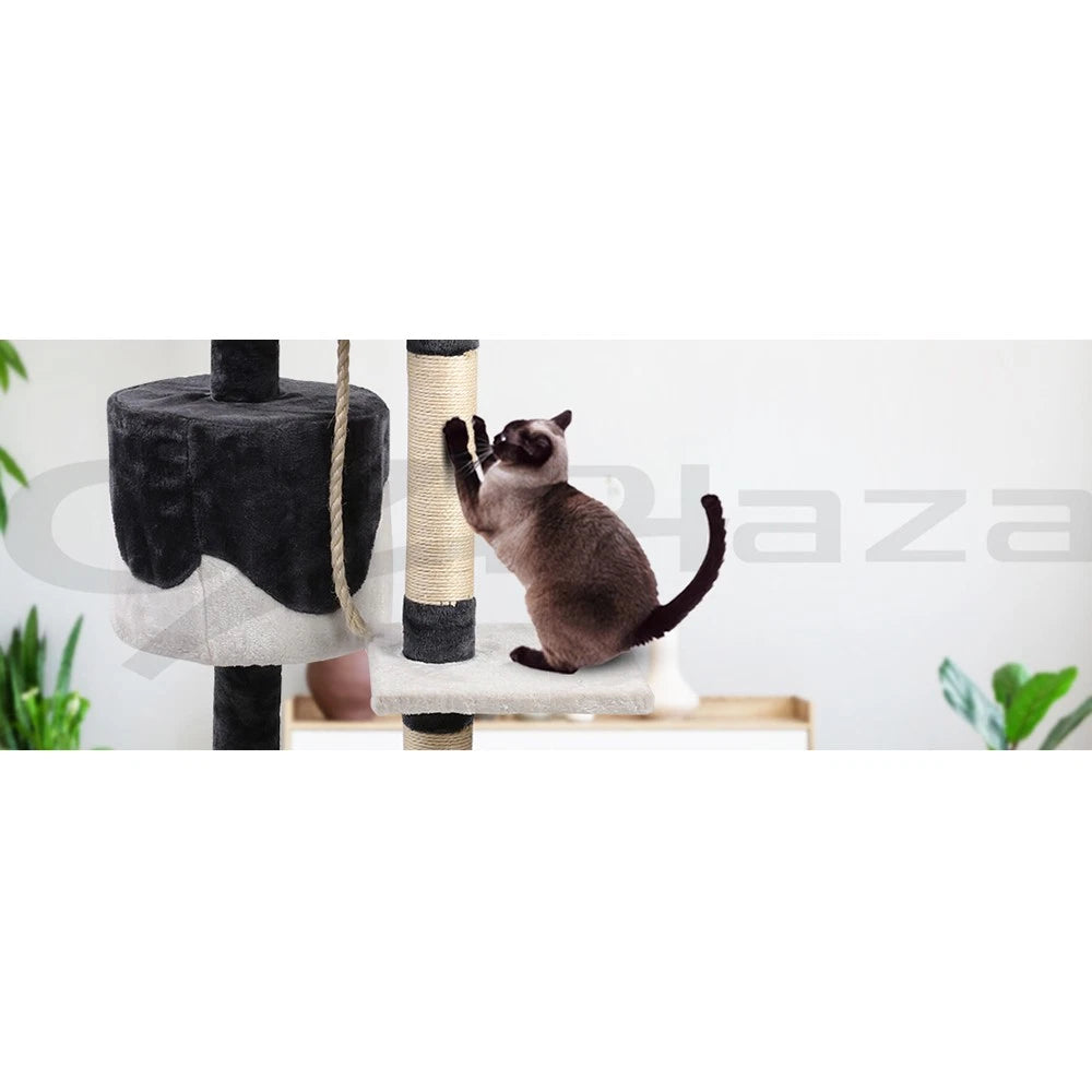 Cat Tree Tower Scratching Post Scratcher 112cm Wood Condo House Furniture