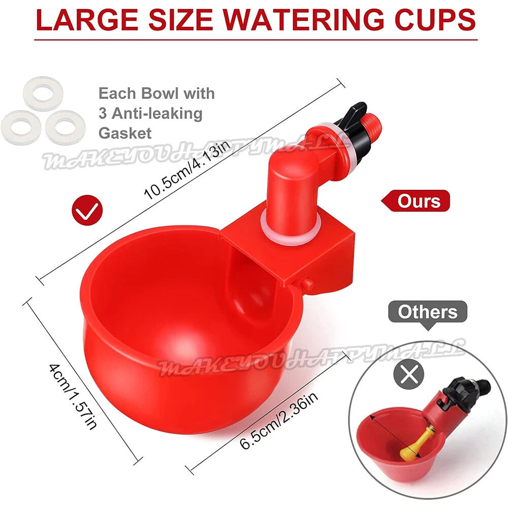 10 Automatic Chicken Water Cup Waterer Poultry Drinking Bowl Feeder Drinker Tool