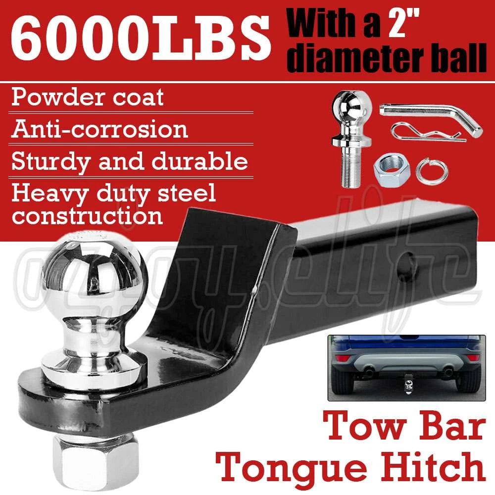 2" 50mm Towbar Tongue Tow Bar Ball Mount Hitch Trailer 4WD Car Caravan Boat New