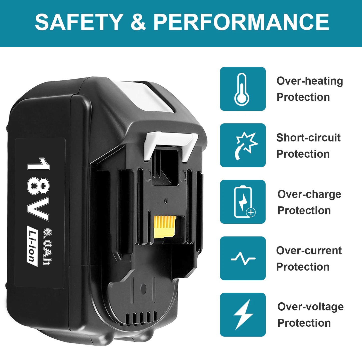 2 Pack 6.0AH Battery For Makita 18V for LXT BL1860 BL1840 BL1830 BL1850 Li-Ion
