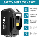 2 Pack 6.0AH Battery For Makita 18V for LXT BL1860 BL1840 BL1830 BL1850 Li-Ion